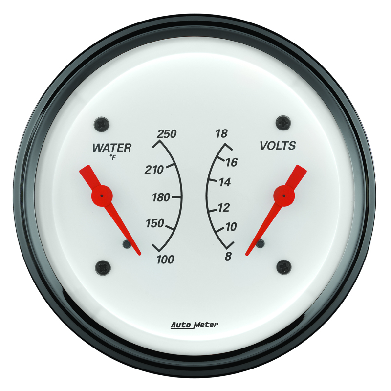 AutoMeter Gauge Dual Wtmp & Volt 3-3/8in. 250 Deg. F & 18V Elec Arctic White