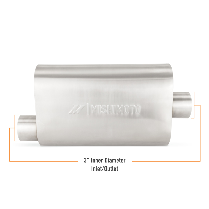 Mishimoto Universal Muffler with 3.0in Offset Inlet/Outlet - Brushed thumbnail 8