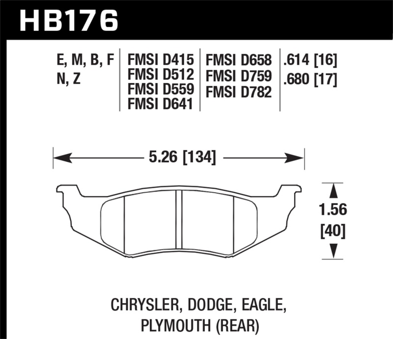 Hawk SRT4 HP+ Street Rear Brake Pads thumbnail 4