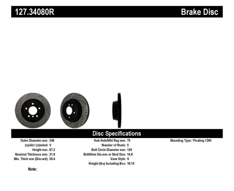 StopTech 06 BMW 330 / 07-09 BMW 335 Slotted & Drilled Right Rear Rotor thumbnail 3