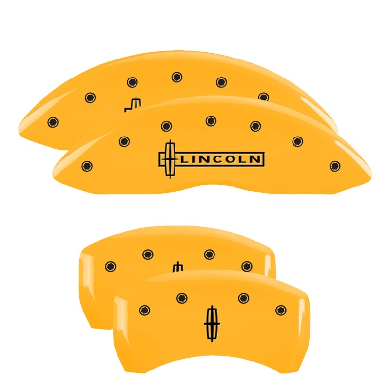 MGP 4 Caliper Covers Engraved Front Lincoln Engraved Rear Star logo Yellow finish black ch thumbnail 7