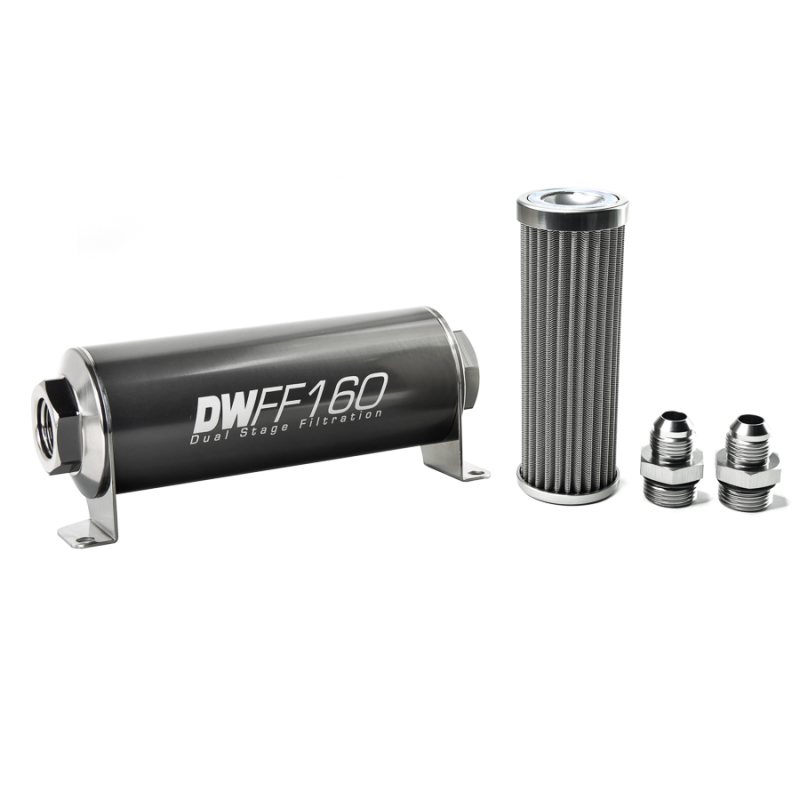 DeatschWerks Stainless Steel 8AN 100 Micron Universal Inline Fuel Filter Housing Kit (160mm) thumbnail 2