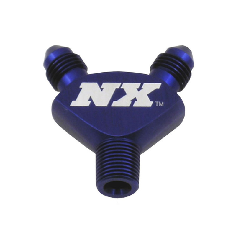 Nitrous Express 1/8NPT x 3AN x 3AN Billet Pure-Flo Y Fitting - Blue thumbnail 3