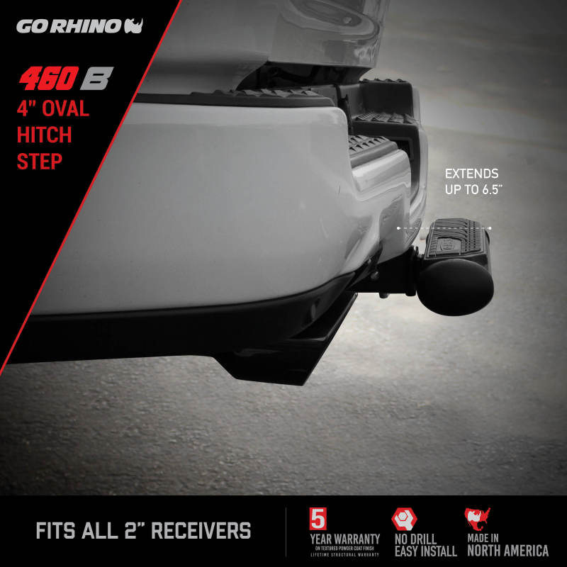 Go Rhino 4in Oval Hitch Step - Black thumbnail 9