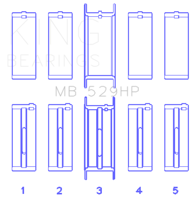 King Engine Bearings Ford 260CI/289CI/302 5.0L Windsor (0.010 Size) Main Bearing Set thumbnail 2