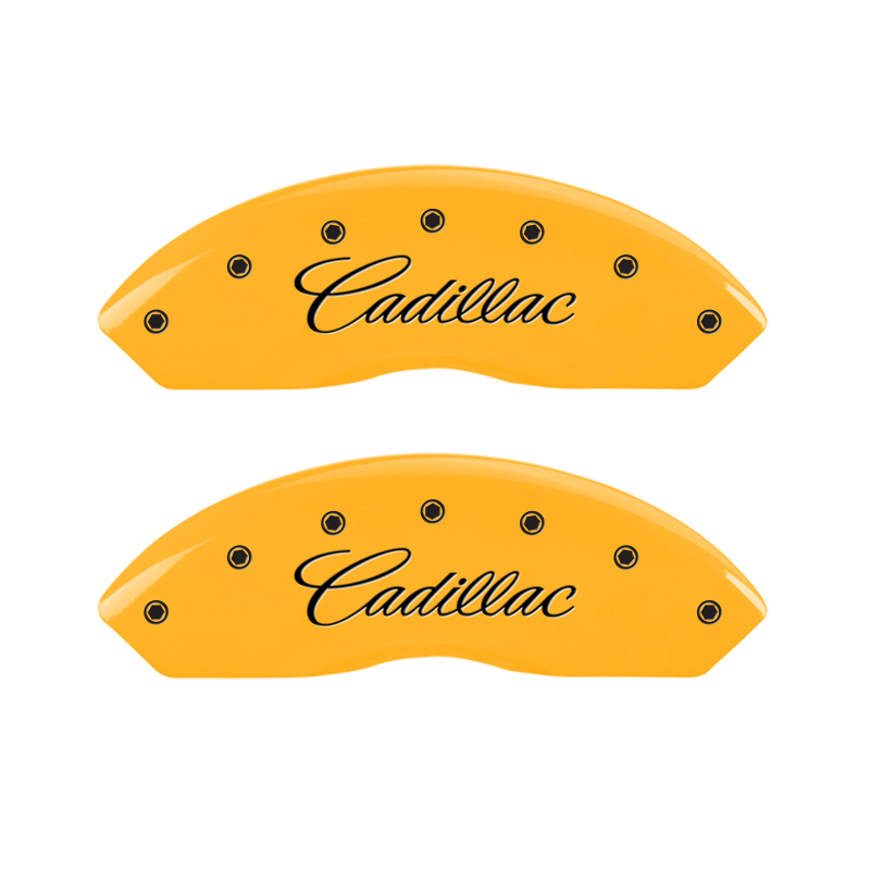 MGP 4 Caliper Covers Engraved Front Cadillac Rear SRX Yellow Finish Black Char 2006 Cadillac SRX thumbnail 4