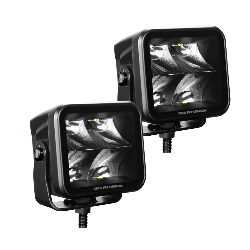 Go Rhino Xplor Blackout Series Cube LED Spot Light Kit (Surface/Threaded Stud Mnt) 2x2 - Blk (Pair) thumbnail 6