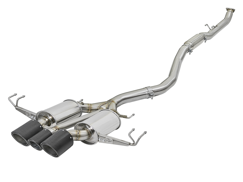 aFe POWER Takeda 2-1/2in to 2-1/4in 304SS Catback Dual-Exit Exhaust 17+ Honda Civic Type R w/CF Tips thumbnail 2