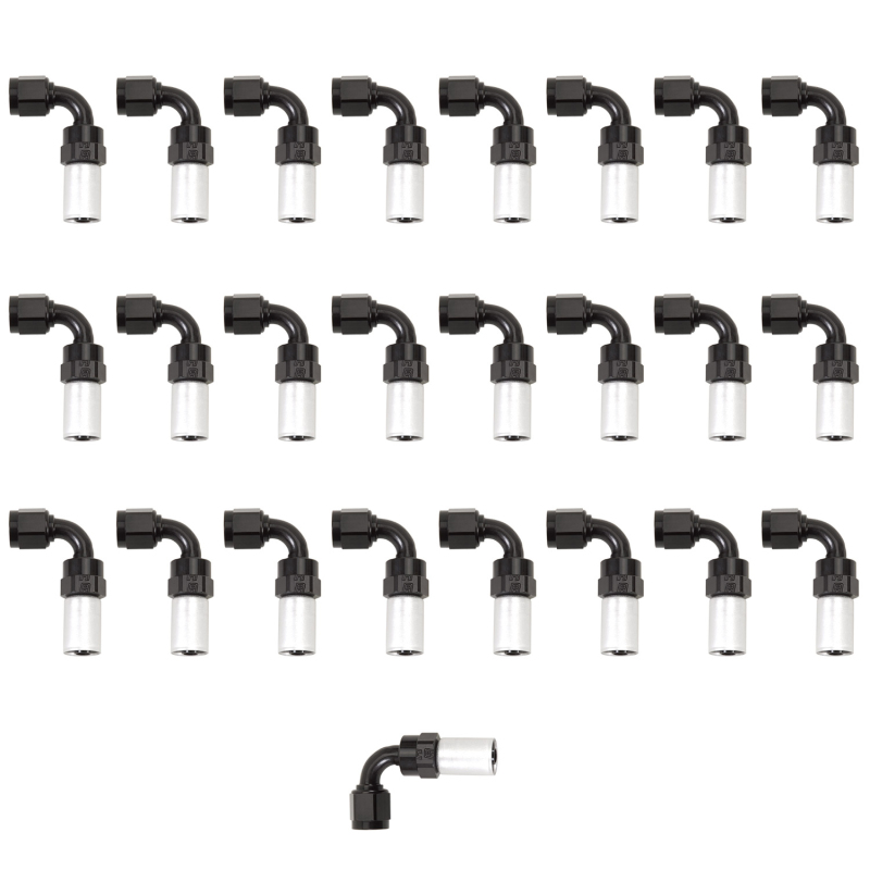 Russell ProClassic Crimp Hose Ends 610608 Fitting, End, Full Flow, On, 90 Degree, -10 AN to Female -10 AN, 360 Degree Swivel, Aluminum, Black/Clear, Set 25 thumbnail 4