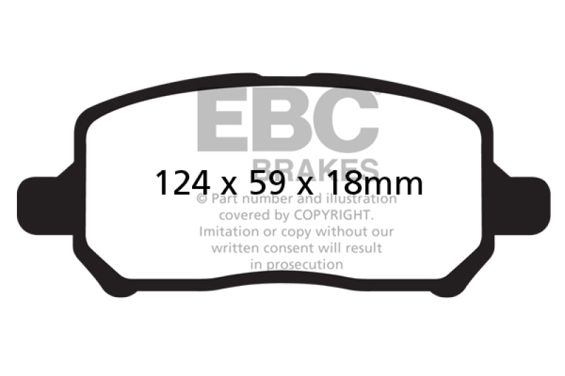 EBC 05-10 Chevrolet Cobalt 2.2 4 Lug Redstuff Front Brake Pads thumbnail 2