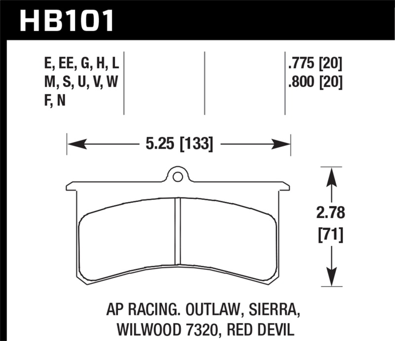 Hawk Aerospace Components / AP Racing / Brakeman / CNC / Coleman / Outlaw DTC-60 Race Brake Pads thumbnail 6