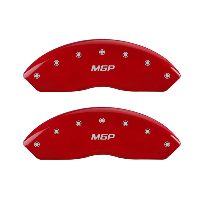 MGP 4 Caliper Covers Engraved Front & Rear MGP Red Finish Silver Characters 2017 GMC Acadia thumbnail 7