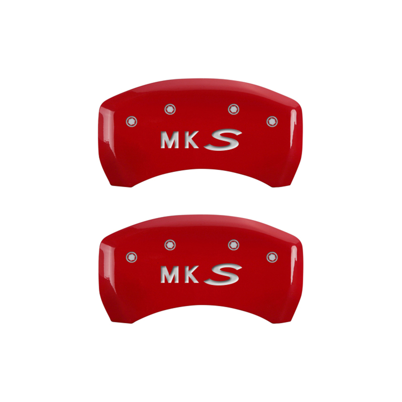 MGP 4 Caliper Covers Engraved Front Lincoln Engraved Rear MKS Red finish silver ch thumbnail 9