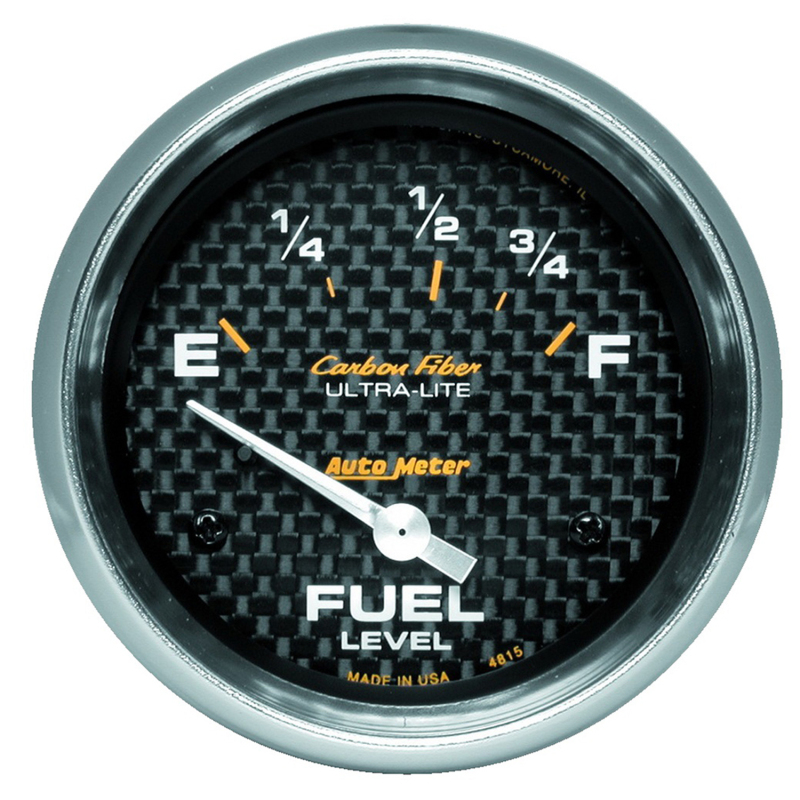 AutoMeter Gauge Fuel Level 2-5/8in. 73 Ohm(e) to 10 Ohm(f) Elec Carbon Fiber thumbnail 2