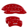 MGP 4 Caliper Covers Engraved Front Pontiac Engraved Rear G8 Red finish silver ch thumbnail 6