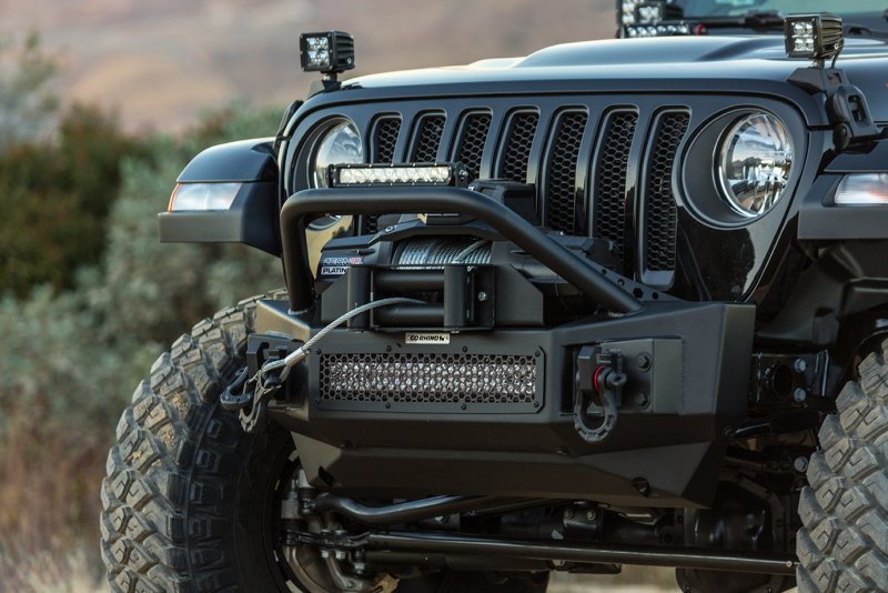 Go Rhino 07-20 Jeep Wrangler JL/JLU/JK/JKU/Gladiator JT Rockline Front Stubby Bumper w/ Overrider thumbnail 4