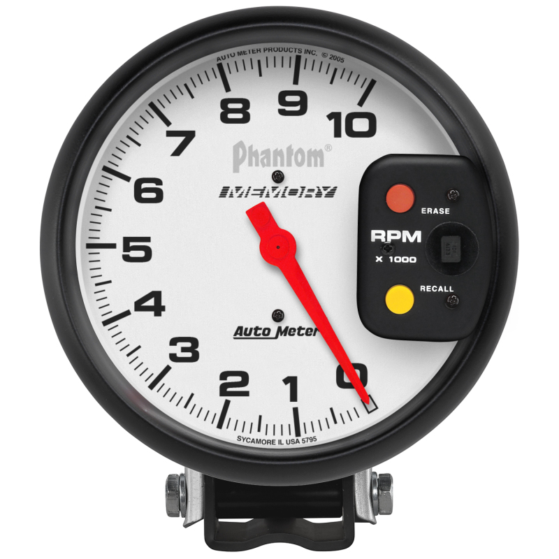 Autometer Phantom 5 inch 10,000RPM Tachometer w/ Memory