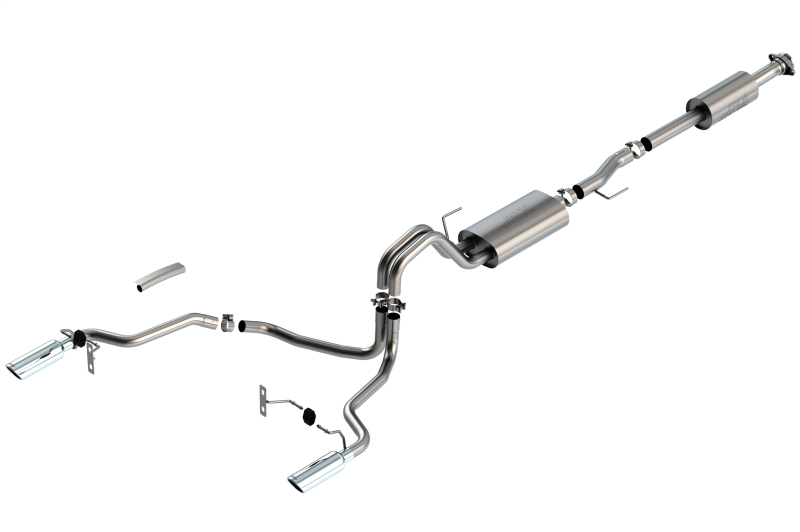 Borla F-150 2021 3.3L CC SB EC STB XL/XLT/Lariat/KR/Plnm/LTD 3/2.25 SRE Cat-Back S-Type Chrome Tips thumbnail 2