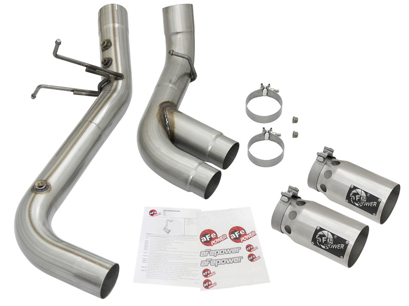 aFe Victory Series 4in 409-SS DPF-Back Exhaust w/ Dual Polished Tips 2017 GM Duramax V8-6.6L(td) L5P thumbnail 4