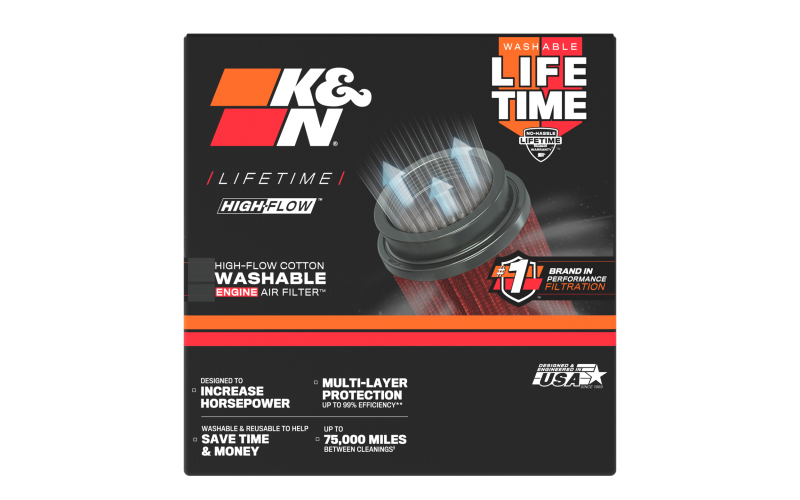K&N Universal Clamp-On Air Filter 3-15/16in FLG / 5-1/2in B / 4-1/2in T / 3-1/4in H