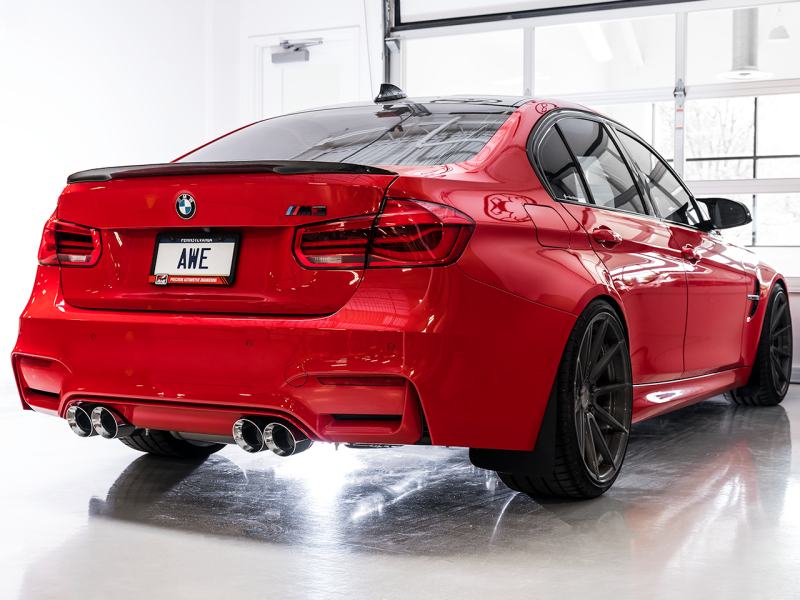 AWE Tuning BMW F8X M3/M4 Track Edition Cat-Back Exhaust - Chrome Silver Tips thumbnail 3