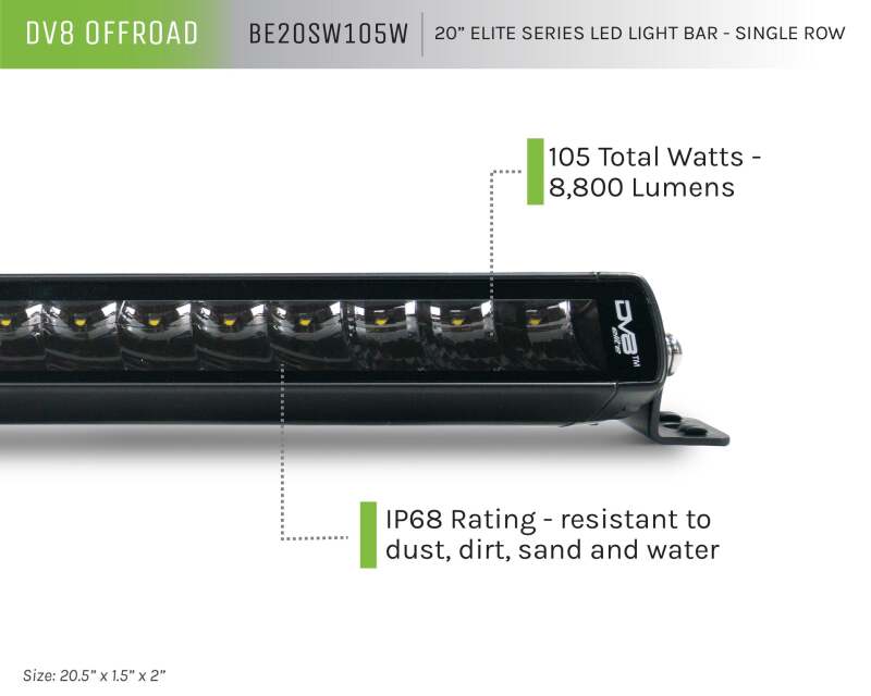 DV8 Offroad 20in Elite Series Light Bar 105W LED - Single Row thumbnail 3