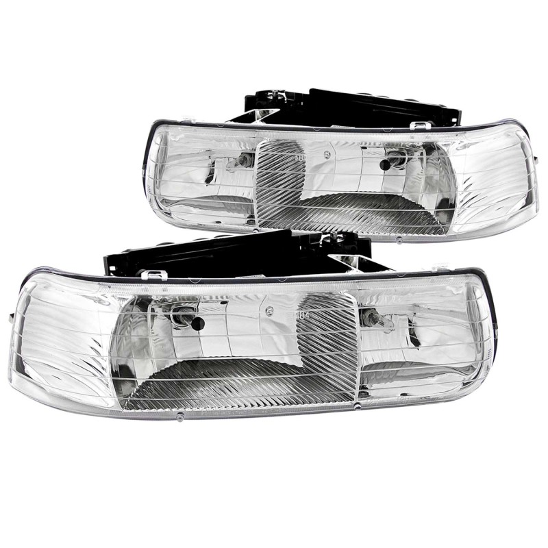 ANZO 1999-2002 Chevrolet Silverado 1500 Crystal Headlights Chrome thumbnail 4