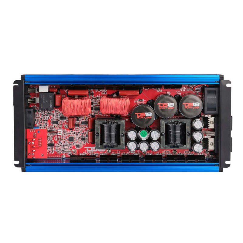 DS18 1-Channel Amp Class D Full-Range Monoblock 5000 Watts RMS/1ohm DPIV1/0 Terminals Included Blue thumbnail 6