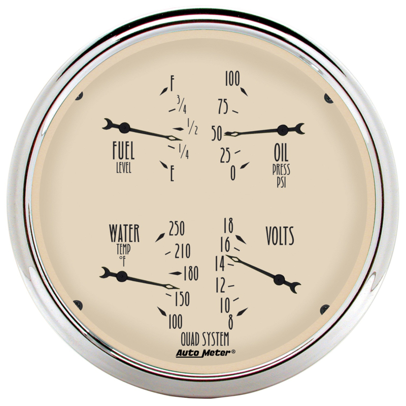 AutoMeter Gauge Quad 5in. 240 Ohm(e) to 33 Ohm(f) Elec Antique Beige thumbnail 5