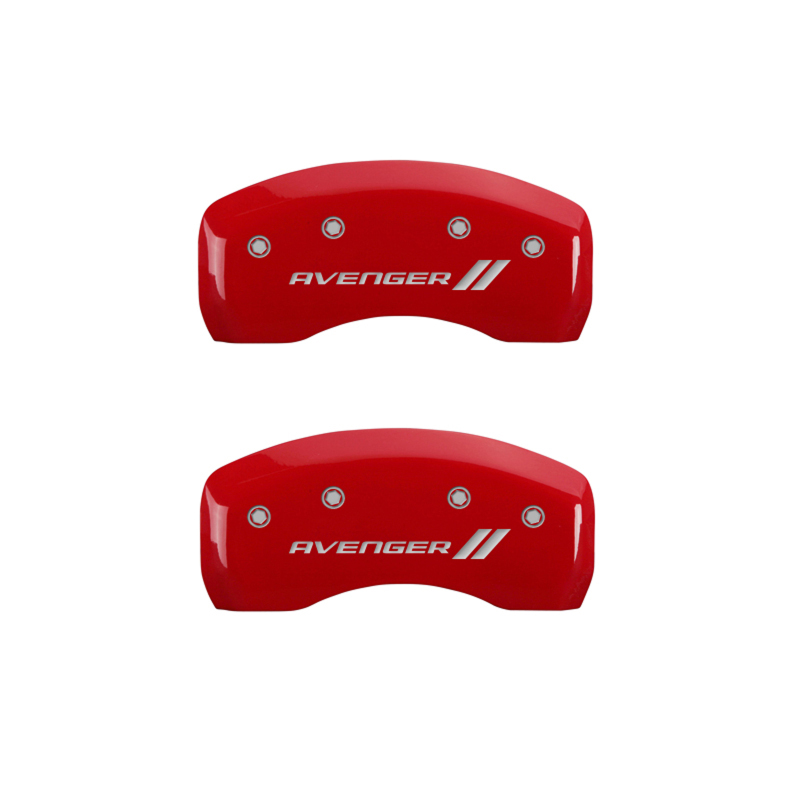 MGP 4 Caliper Covers Engraved Front & Rear With stripes/Avenger Red finish silver ch thumbnail 9
