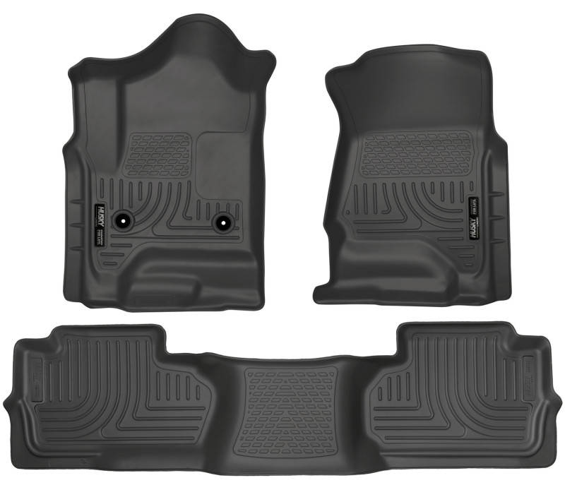Husky Liners 14 Chevrolet Silverado/GMC Sierra Dbl Cab WeatherBeater Black Front&2nd Seat Floor Line thumbnail 6