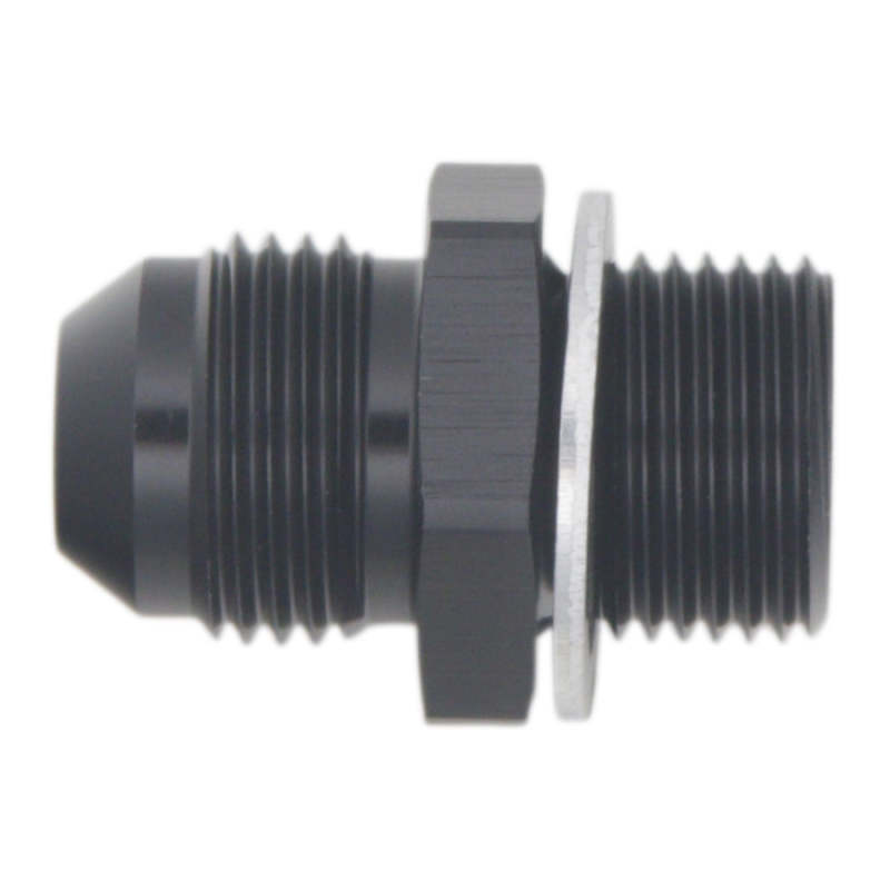 DeatschWerks 8AN Male Flare to M18 X 1.5 Male Metric Adapter (Incl Washer) - Anodized Matte Black thumbnail 2