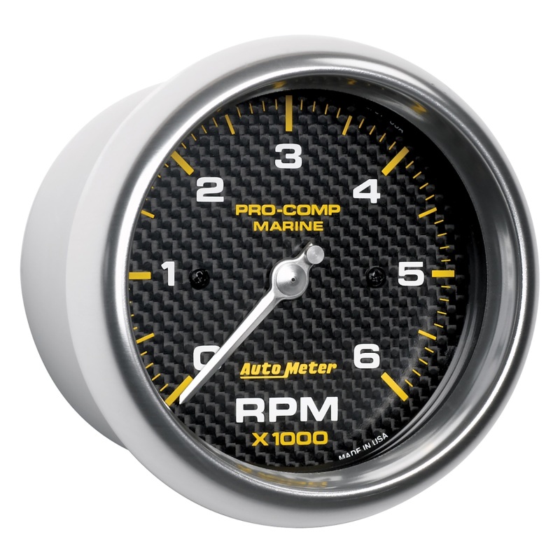 Autometer Marine Carbon Fiber Ultra-Lite Gauge 3-3/8in Tachometer 6K RPM thumbnail 8