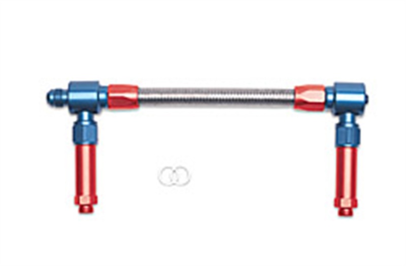 Russell Performance -8 AN to -8 AN ProFlex Holley 4150 Dual Inlet Carb Kit (Red/Blue) thumbnail 6