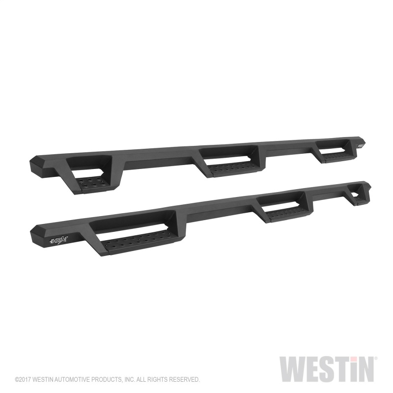 Westin 99-16 Ford F-250/350/450/550 CC (6.75ft Bed) HDX Drop Whl to Whl Nerf Step Bars - Text Blk thumbnail 2