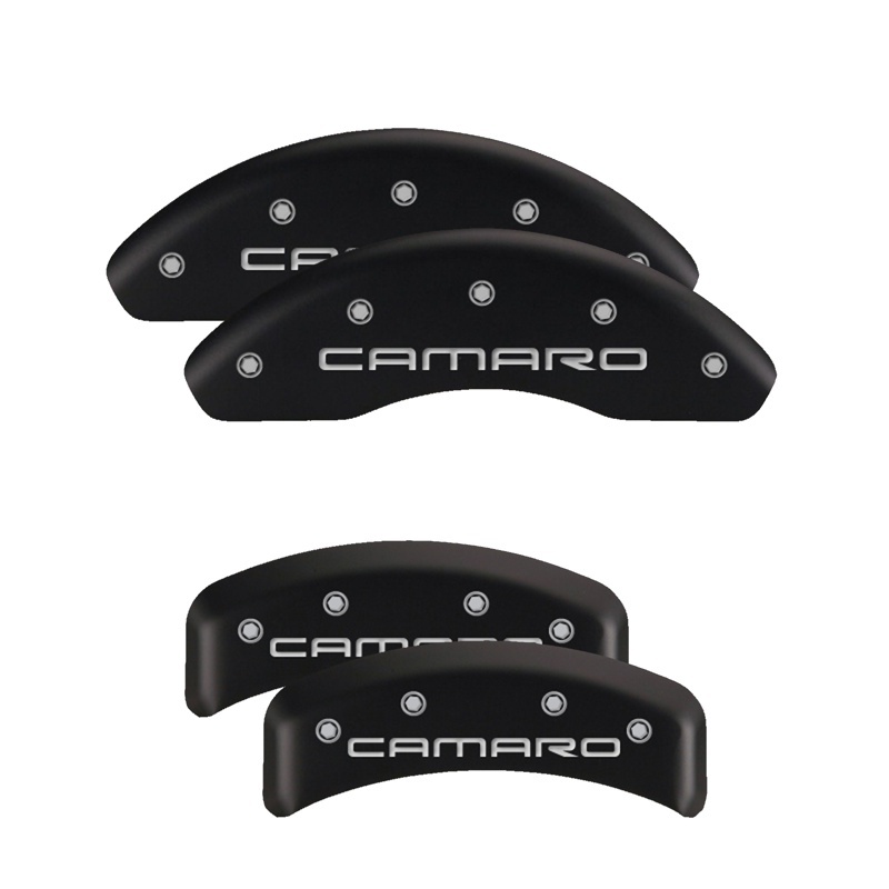 MGP 4 Caliper Covers Engraved Front & Rear With stripes/Challenger Black finish silver ch thumbnail 4