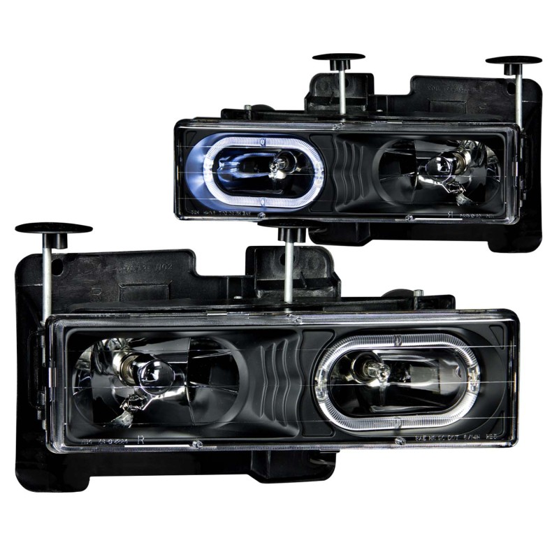 ANZO 1988-1998 Chevrolet C1500 Crystal Headlights Black w/ Halo thumbnail 5