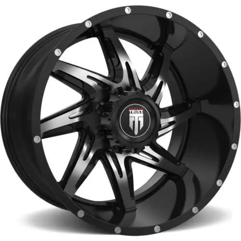 American Truxx AT183 Spyder 22x14 / 8x180 BP / -76mm Offset / 125.2mm Hub Gloss Black Machined Wheel