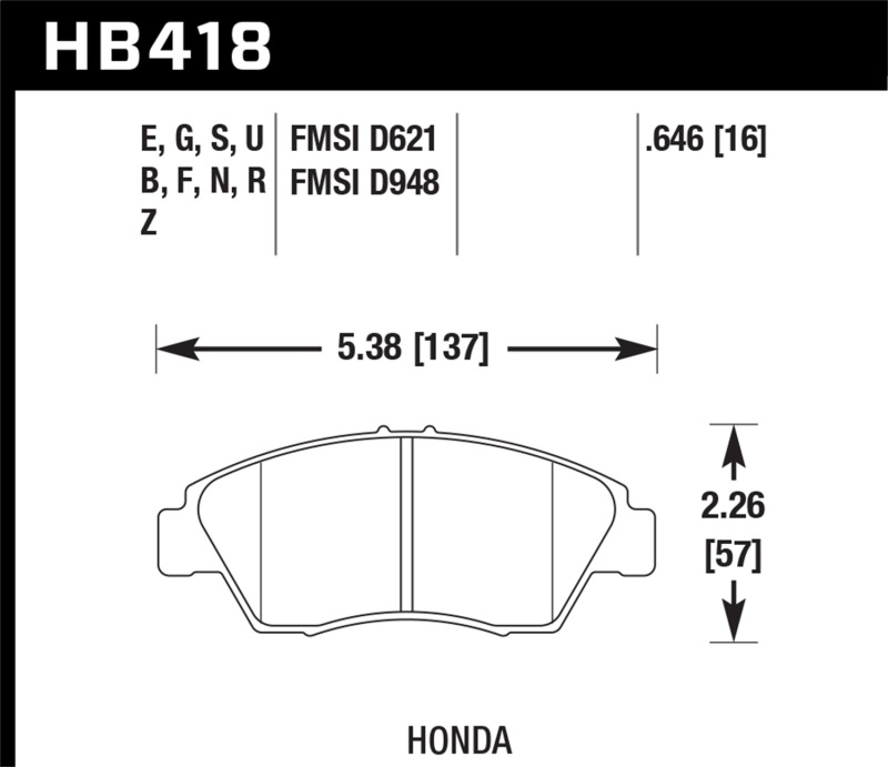 Hawk 02-06 RSX (non-S) Front / 03-09 Civic Hybrid / 04-05 Civic Si HPS Street Rear Brake Pads thumbnail 7