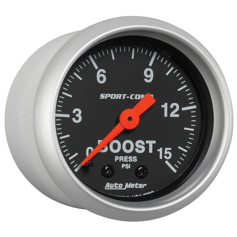 Autometer 2-1/16in 0-15 PSI Mechanical Sport-Comp Boost Pressure Gauge thumbnail 9