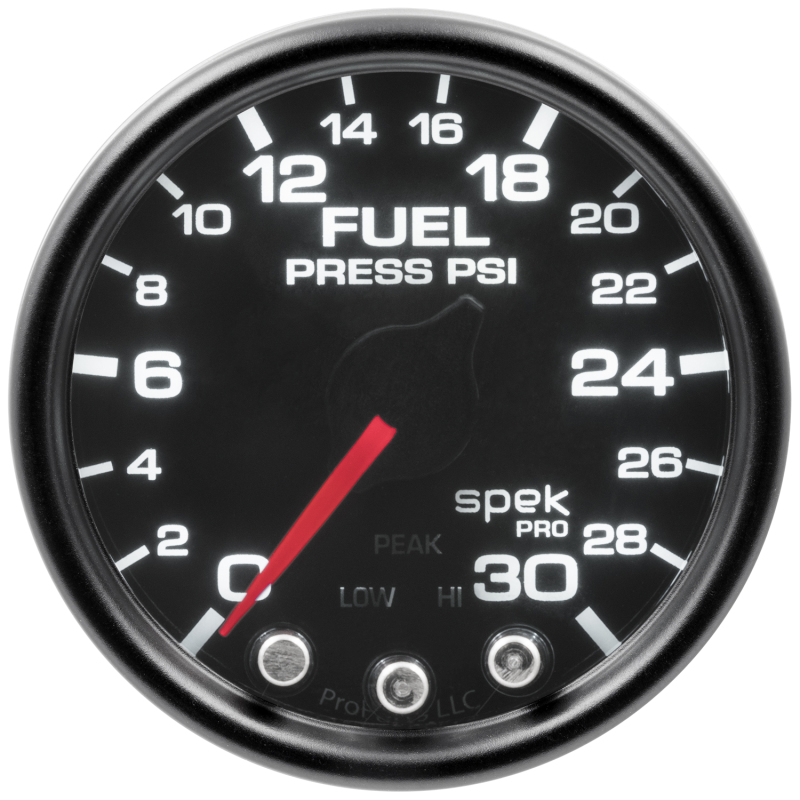 Autometer Spek-Pro Gauge Fuel Press 2 1/16in 30psi Stepper Motor W/Peak & Warn Blk/Smoke/Blk thumbnail 5