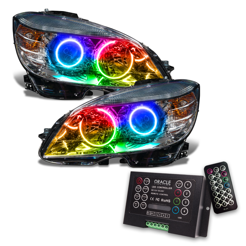 Oracle 08-11 Mercedes Benz C-Class Pre-Assem. Headlights Chrome Housing- w/2.0 Controller thumbnail 5