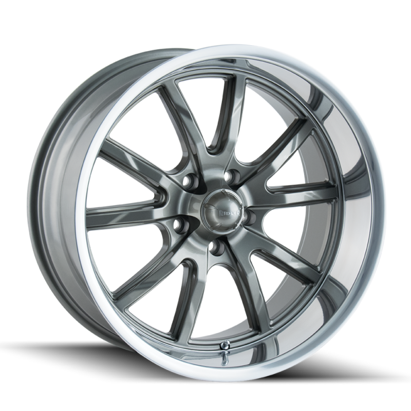 Ridler 650 17x8 / 5x114.3 BP / 0mm Offset / 83.82mm Hub Gloss Grey Polished Wheel