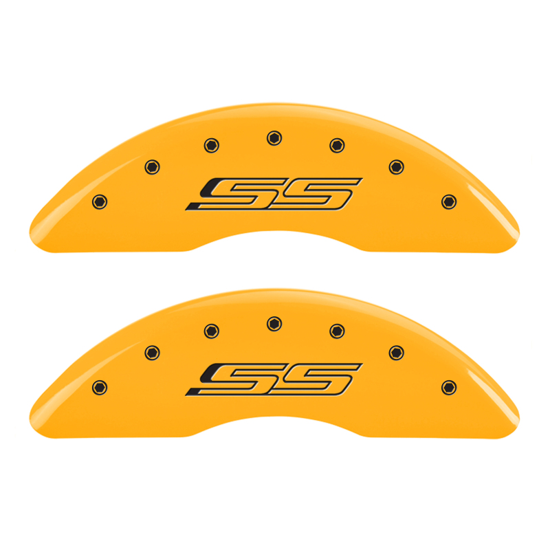 MGP 4 Caliper Covers Engraved Front & Rear Gen 5/SS Yellow finish black ch thumbnail 4