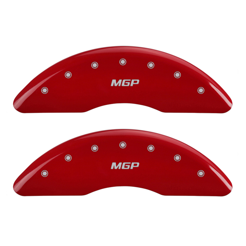 MGP 4 Caliper Covers Engraved Front and Rear: Red Powder Coat Finish, Silver Characters thumbnail 5