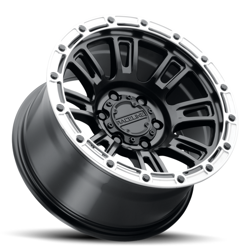 Raceline 956BS Compass 17x8in / 5x114.3 BP / 30mm Offset / 72.62mm Bore - Black & Silver Lip Wheel thumbnail 3