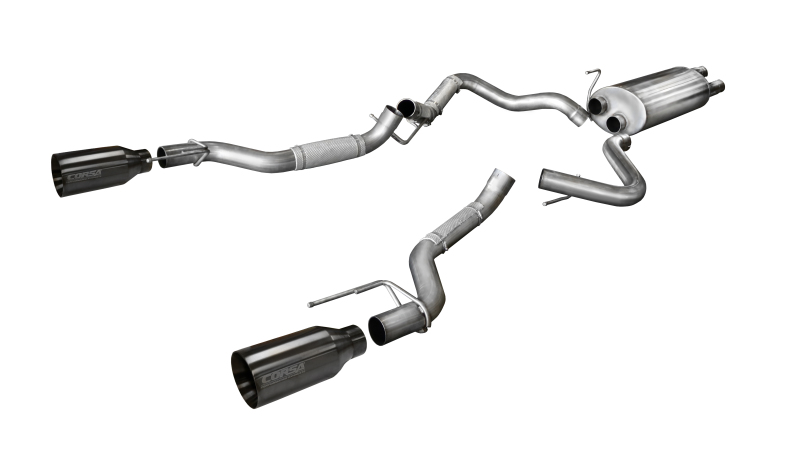 Corsa 2017-2020 Ford F-150 Raptor 3.5L Sport Cat-Back Dual Rear Exit w/ 5in Gunmetal Tip thumbnail 5