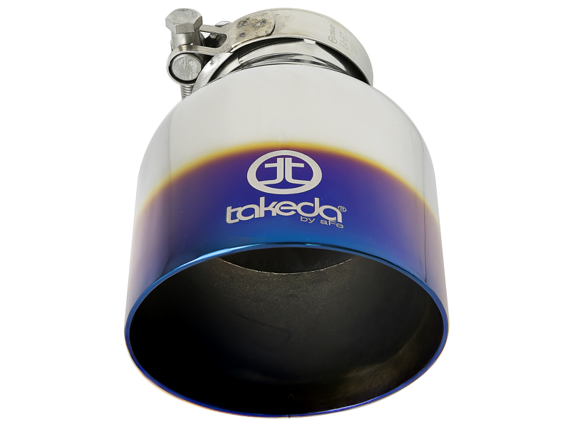 aFe Takeda 304 Stainless Steel Clamp-On Exhaust Tip 2.5in. Inlet / 4.5in. Outlet - Blue Flame thumbnail 8