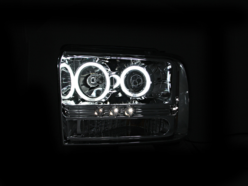 ANZO 2005-2007 Ford Excursion Projector Headlights w/ Halo Chrome w/ LED Strip (CCFL) 1pc thumbnail 7