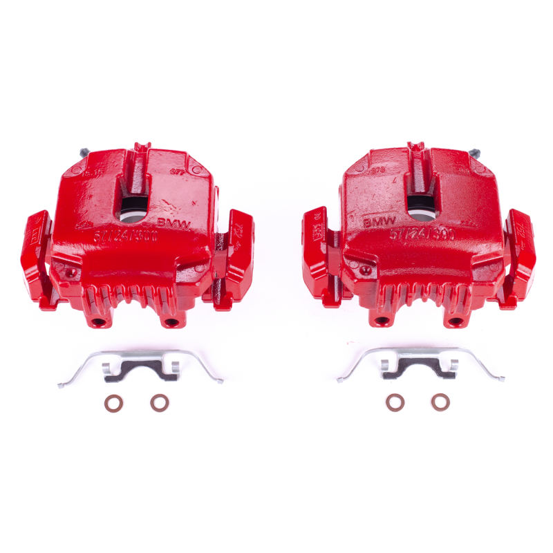 Power Stop 2006 BMW 325i Front Red Calipers w/Brackets - Pair thumbnail 2